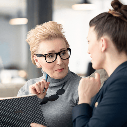 two women talking