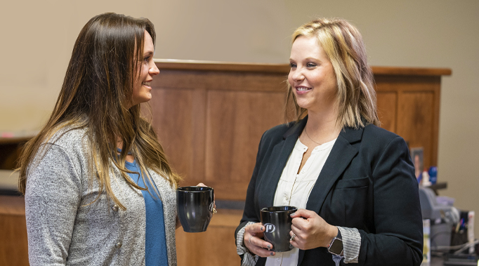 teller smiling in teller line